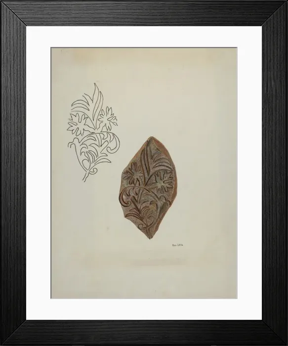 Framed Print : Calico Printing Block, c. 1941. Creator: George File Framed Print : Calico Printing Block, c. 1941. Creator: George File