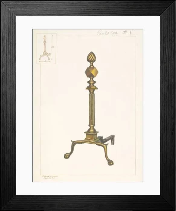 Framed Print : Brass Andirons, c. 1938. Creator: Edward L Loper Framed Print : Brass Andirons, c. 1938. Creator: Edward L Loper