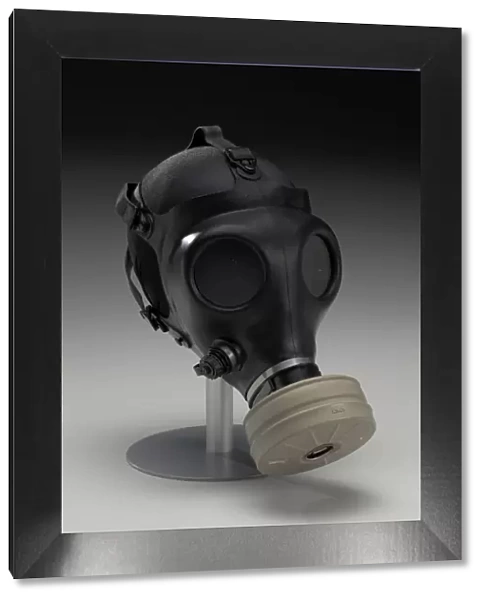 Gas mask with filter canister worn at demonstrations in Ferguson, Missouri, 2014