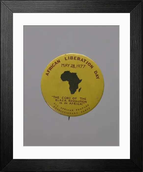 Framed Print : Pinback button promoting African Liberation Day, 1977. Creator: Unknown Framed Print : Pinback button promoting African Liberation Day, 1977. Creator: Unknown