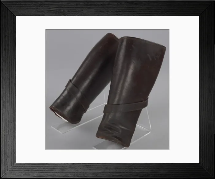 Framed Print : Leather leggings worn by Peter L. Robinson, Sr. during World War I, ca. 1917 Framed Print : Leather leggings worn by Peter L. Robinson, Sr. during World War I, ca. 1917