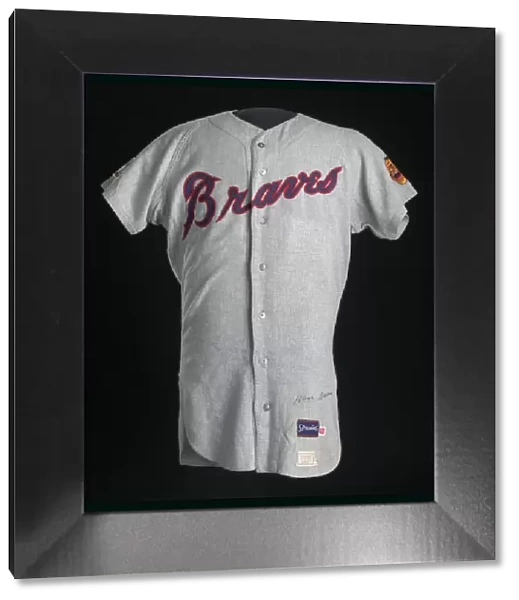 Jersey for the Atlanta Braves worn and autographed by Hank Aaron, 1968-1969
