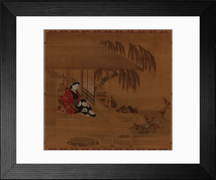 Framed Print : Garden; interior and seated girl, Edo period, 1615-1868. Creator: Furuyama Moroshige Framed Print : Garden; interior and seated girl, Edo period, 1615-1868. Creator: Furuyama Moroshige