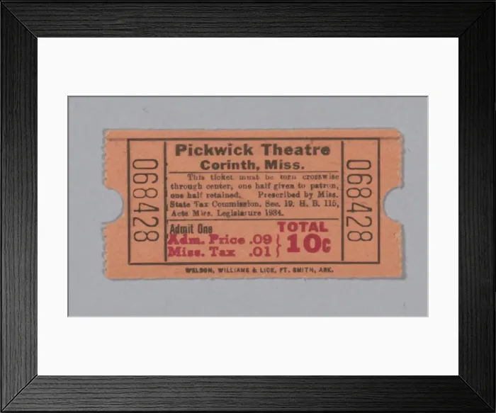 Framed Print : Ticket for the Pickwick Theatre, ca. 1940. Creator: Unknown Framed Print : Ticket for the Pickwick Theatre, ca. 1940. Creator: Unknown