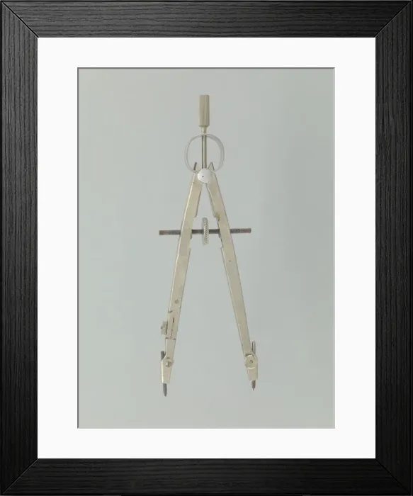 Framed Print : Large compass from a drafting took kit used by John S. Chase, mid-late 20th century Framed Print : Large compass from a drafting took kit used by John S. Chase, mid-late 20th century