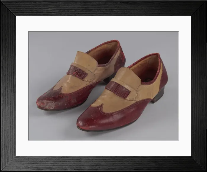 Framed Print : Red and cream loafers designed by Pierre Cardin and worn by Fats Domino Framed Print : Red and cream loafers designed by Pierre Cardin and worn by Fats Domino
