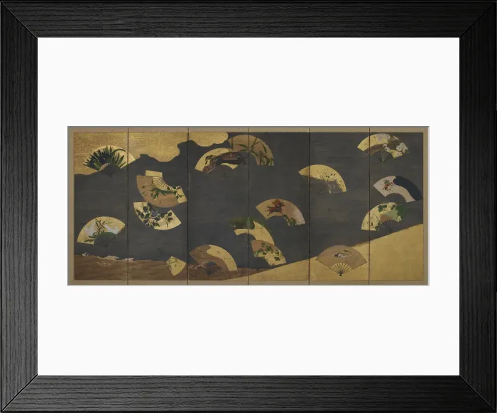 Framed Print : Fans and clouds over rocks and water, Edo period, early 17th century. Creator: Hon'ami Koetsu Framed Print : Fans and clouds over rocks and water, Edo period, early 17th century. Creator: Hon'ami Koetsu