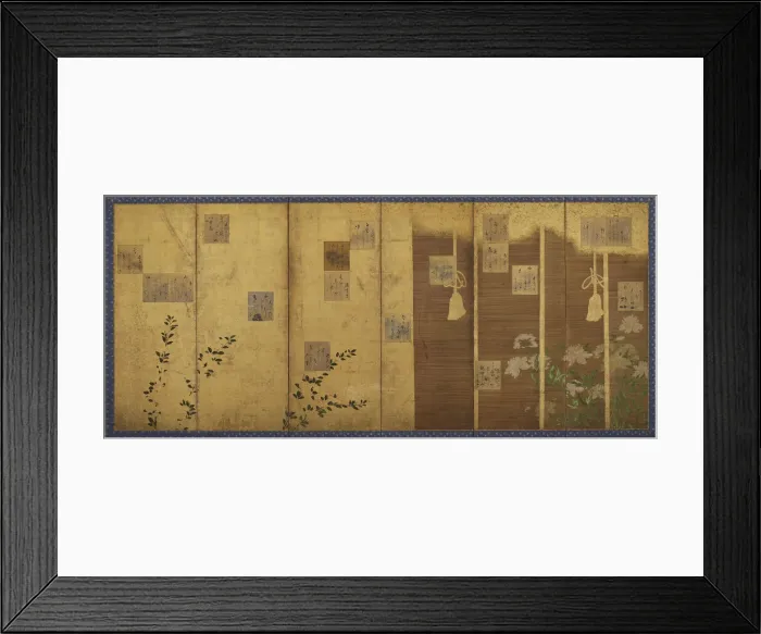 Framed Print : Folding screens mounted with poems from the anthology, Shin kokinshu, Edo period, c1624-1637. Creator: Hon'ami Koetsu Framed Print : Folding screens mounted with poems from the anthology, Shin kokinshu, Edo period, c1624-1637. Creator: Hon'ami Koetsu