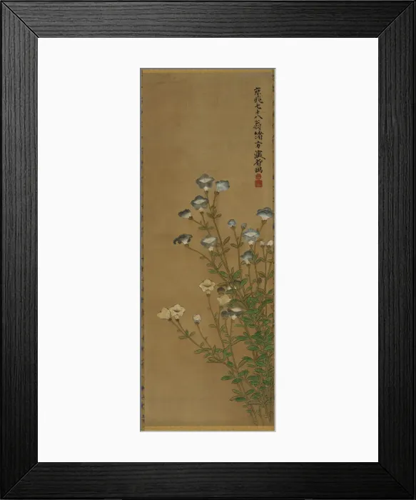 Framed Print : Blue and white flowers on slender stalks, Edo period, 18th-19th century Framed Print : Blue and white flowers on slender stalks, Edo period, 18th-19th century