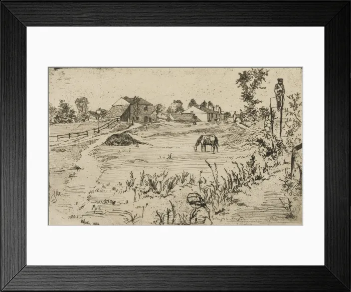Framed Print : Landscape with Horses, 1859. Creator: James Abbott McNeill Whistler Framed Print : Landscape with Horses, 1859. Creator: James Abbott McNeill Whistler
