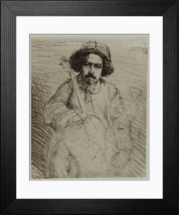 Framed Print : J. Becquet, Sculptor, 1859. Creator: James Abbott McNeill Whistler Framed Print : J. Becquet, Sculptor, 1859. Creator: James Abbott McNeill Whistler