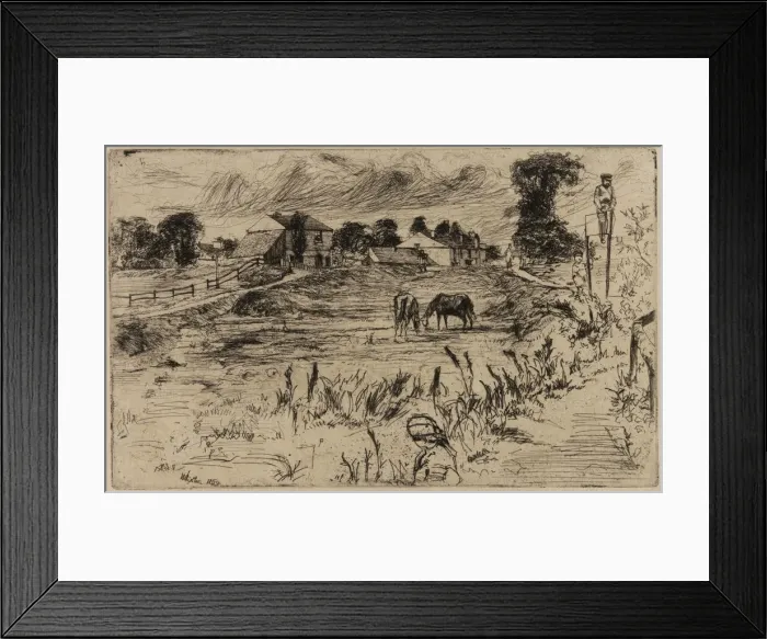 Framed Print : Landscape with Horses, 1859. Creator: James Abbott McNeill Whistler Framed Print : Landscape with Horses, 1859. Creator: James Abbott McNeill Whistler