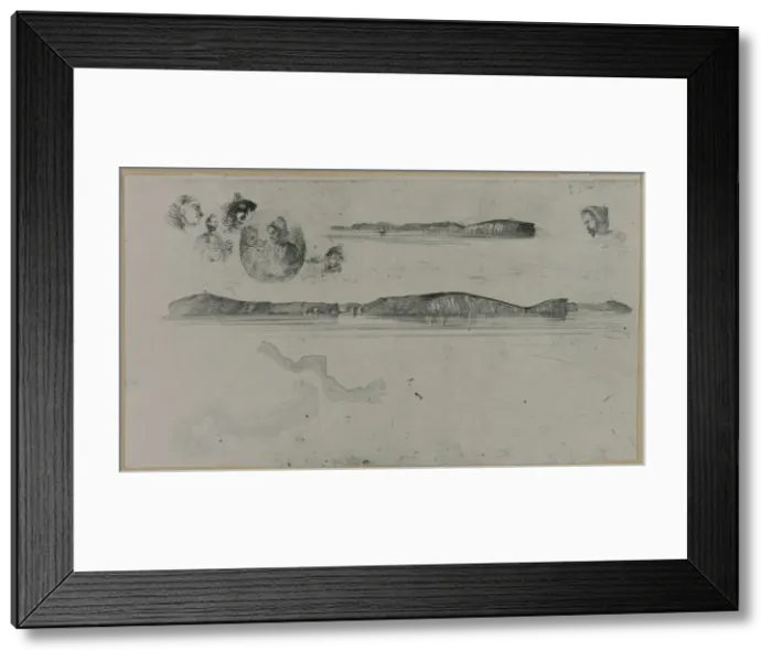 Framed Print : Sketches on the Coast Survey Plate, 1854. Creator: James Abbott McNeill Whistler Framed Print : Sketches on the Coast Survey Plate, 1854. Creator: James Abbott McNeill Whistler