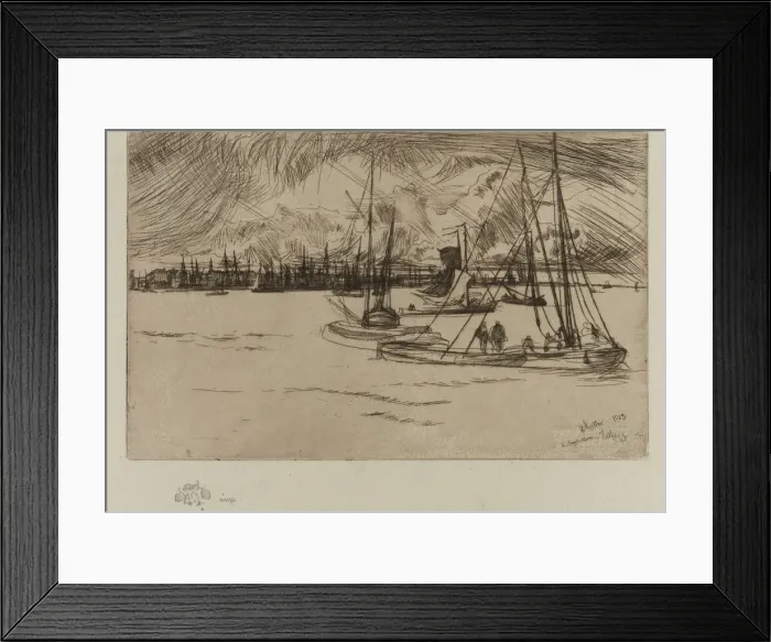 Framed Print : Amsterdam, from the Tolhuis, 1863. Creator: James Abbott McNeill Whistler Framed Print : Amsterdam, from the Tolhuis, 1863. Creator: James Abbott McNeill Whistler