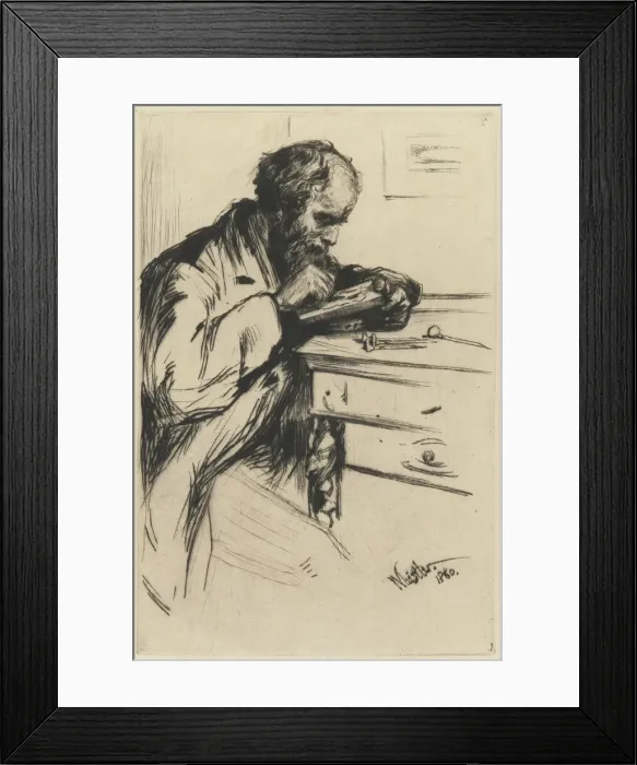Framed Print : Riault (The Wood Engraver), 1860. Creator: James Abbott McNeill Whistler Framed Print : Riault (The Wood Engraver), 1860. Creator: James Abbott McNeill Whistler