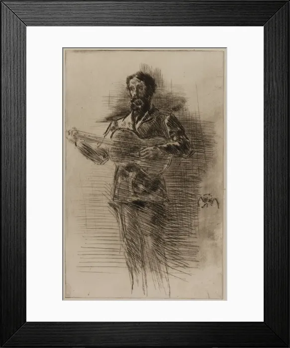 Framed Print : The Guitar Player (M. W. Ridley), 1875. Creator: James Abbott McNeill Whistler Framed Print : The Guitar Player (M. W. Ridley), 1875. Creator: James Abbott McNeill Whistler