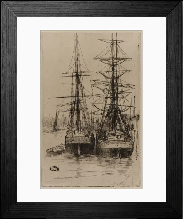 Framed Print : The Two Ships, 1875. Creator: James Abbott McNeill Whistler Framed Print : The Two Ships, 1875. Creator: James Abbott McNeill Whistler