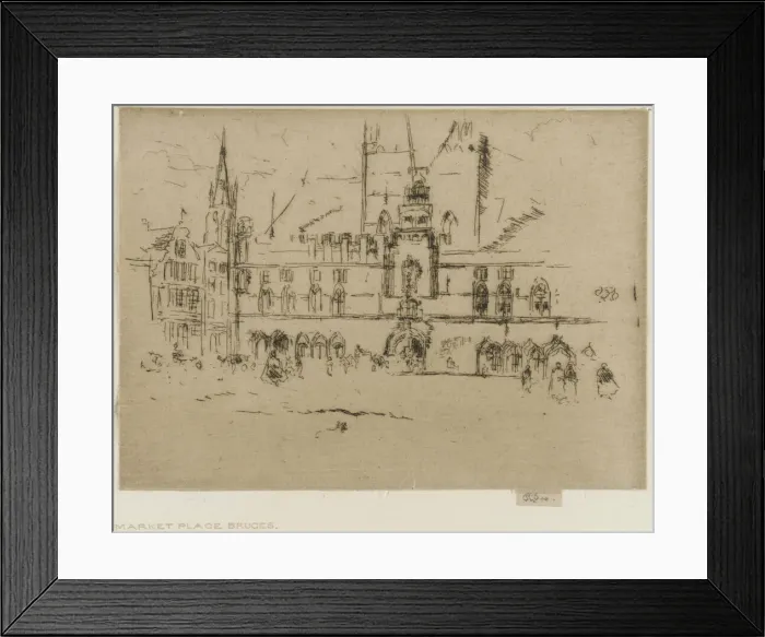 Framed Print : The Market, Bruges, 1887. Creator: James Abbott McNeill Whistler Framed Print : The Market, Bruges, 1887. Creator: James Abbott McNeill Whistler