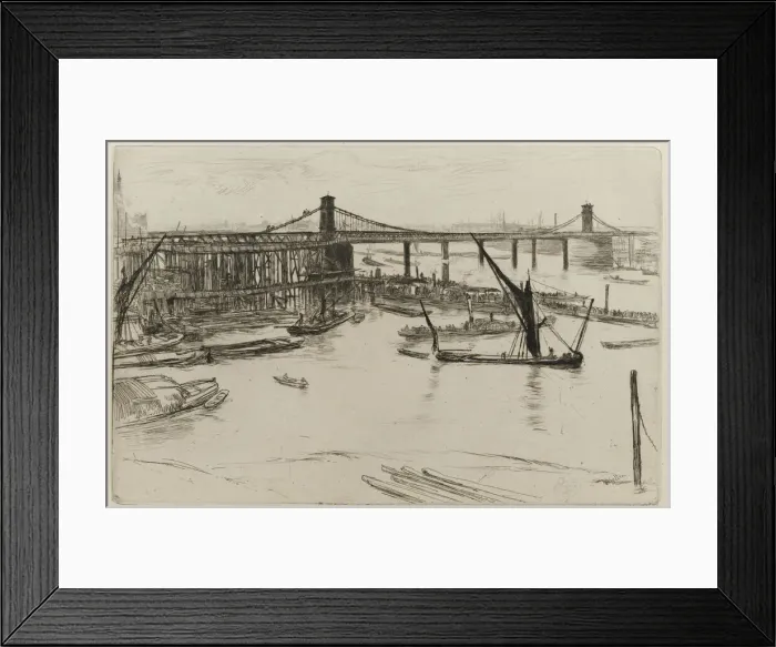 Framed Print : Old Hungerford Bridge, 1861. Creator: James Abbott McNeill Whistler Framed Print : Old Hungerford Bridge, 1861. Creator: James Abbott McNeill Whistler