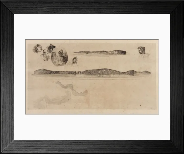 Framed Print : Sketches on the Coast Survey Plate, 1854. Creator: James Abbott McNeill Whistler Framed Print : Sketches on the Coast Survey Plate, 1854. Creator: James Abbott McNeill Whistler