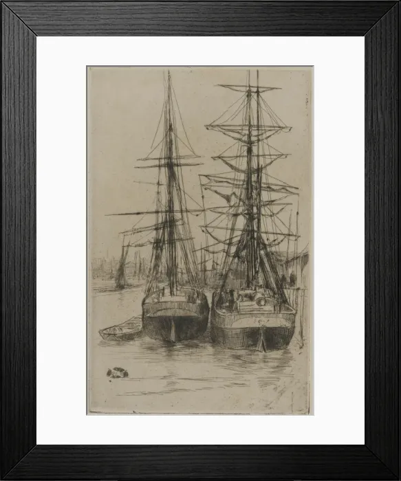 Framed Print : The Two Ships, 1875. Creator: James Abbott McNeill Whistler Framed Print : The Two Ships, 1875. Creator: James Abbott McNeill Whistler