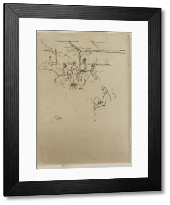 Framed Print : The Landing Stage, Cows, 1887. Creator: James Abbott McNeill Whistler Framed Print : The Landing Stage, Cows, 1887. Creator: James Abbott McNeill Whistler