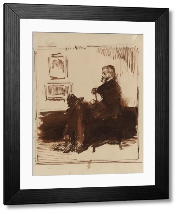 Framed Print : Portrait Sketch of Thomas Carlyle, 1872. Creator: James Abbott McNeill Whistler Framed Print : Portrait Sketch of Thomas Carlyle, 1872. Creator: James Abbott McNeill Whistler