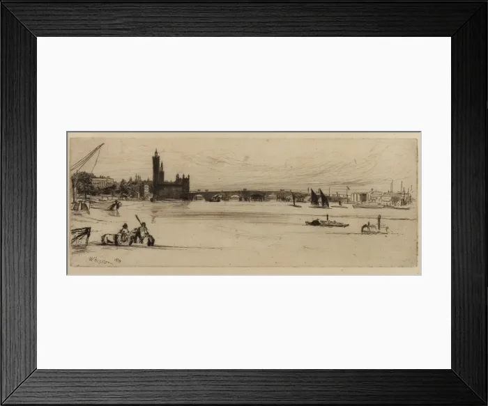 Framed Print : Old Westminster Bridge, 1859. Creator: James Abbott McNeill Whistler Framed Print : Old Westminster Bridge, 1859. Creator: James Abbott McNeill Whistler