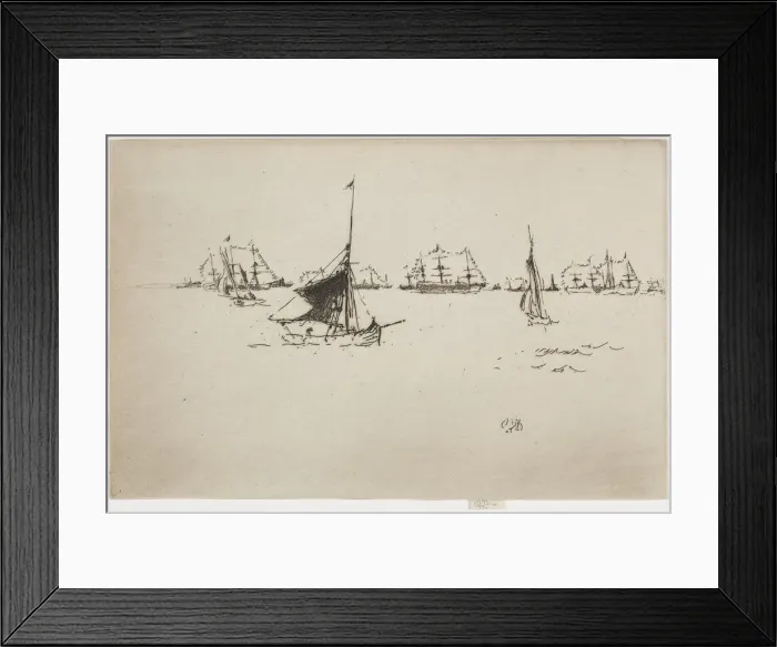 Framed Print : Her Majestys Fleet: Evening, 1887. Creator: James Abbott McNeill Whistler Framed Print : Her Majestys Fleet: Evening, 1887. Creator: James Abbott McNeill Whistler