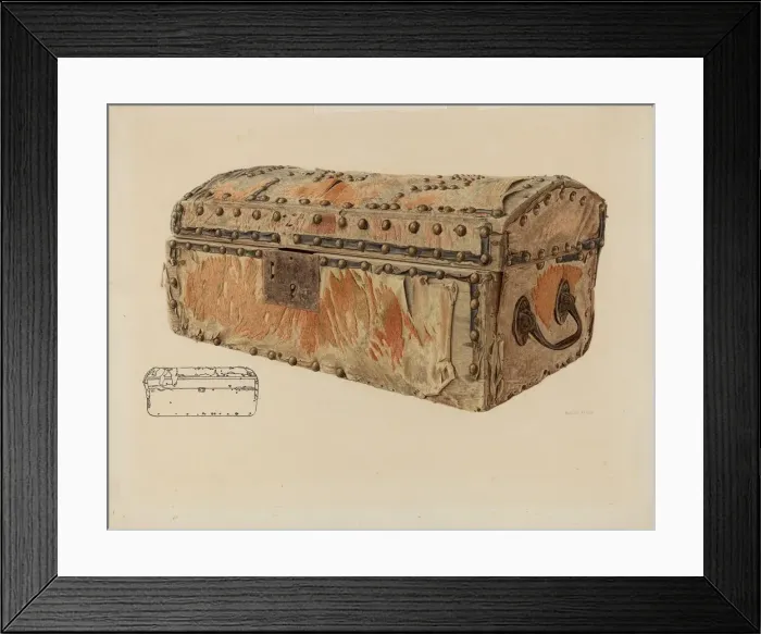 Framed Print : Deerskin Covered Chest, c. 1942. Creator: Samuel Faigin Framed Print : Deerskin Covered Chest, c. 1942. Creator: Samuel Faigin