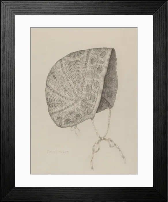 Framed Print : Infants Cap, c. 1938. Creator: Marie Famularo Framed Print : Infants Cap, c. 1938. Creator: Marie Famularo