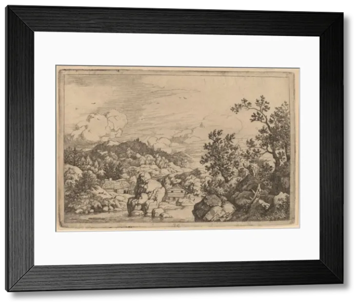 Framed Print : Large Rock Projecting from a River, probably c. 1645 / 1656. Creator: Allart van Everdingen Framed Print : Large Rock Projecting from a River, probably c. 1645 / 1656. Creator: Allart van Everdingen
