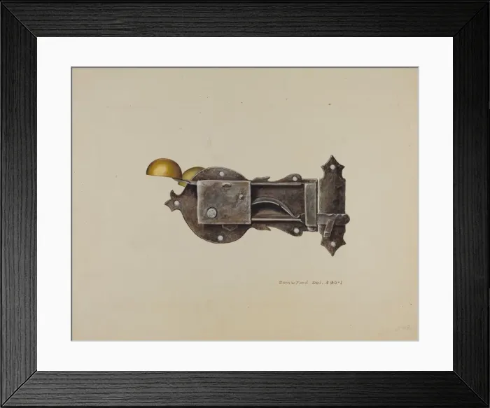 Framed Print : Lock, c. 1939. Creator: Samuel W. Ford Framed Print : Lock, c. 1939. Creator: Samuel W. Ford
