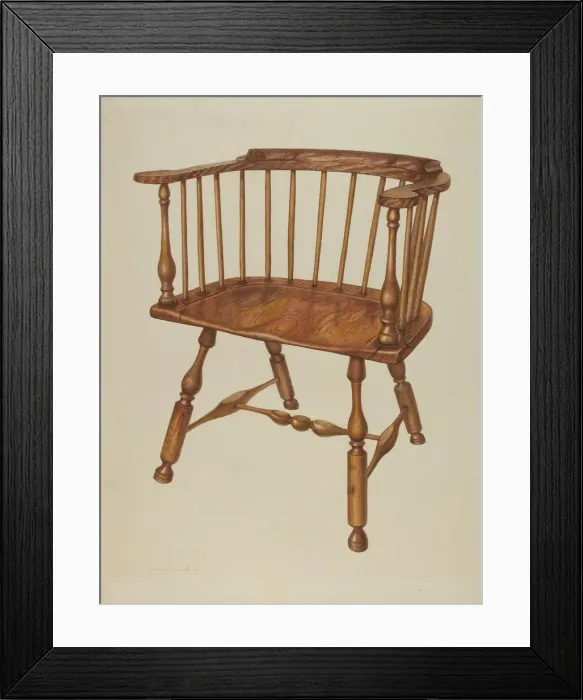 Framed Print : Low-back Stretcher Chair, c. 1942. Creator: Edward L Loper Framed Print : Low-back Stretcher Chair, c. 1942. Creator: Edward L Loper