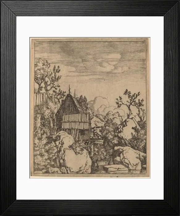 Framed Print : Man on a Small Wooden Bridge, probably c. 1645 / 1656. Creator: Allart van Everdingen Framed Print : Man on a Small Wooden Bridge, probably c. 1645 / 1656. Creator: Allart van Everdingen