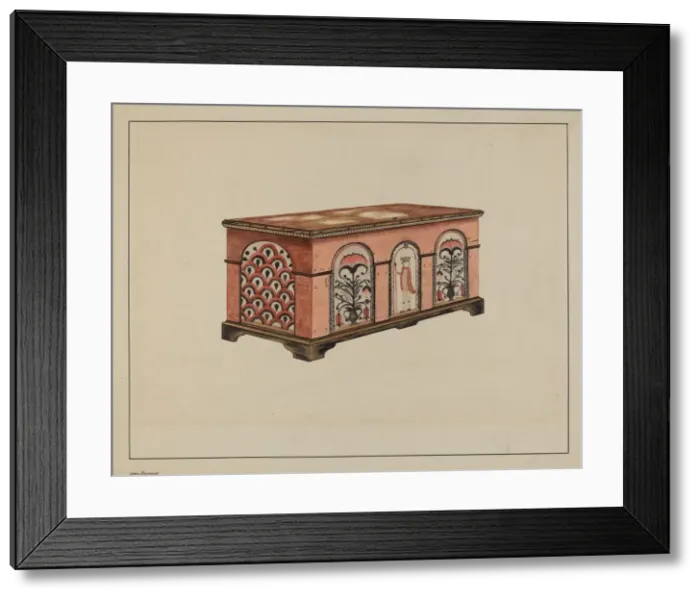 Framed Print : Pa. German Dower Chest, c. 1937. Creator: John Dieterich Framed Print : Pa. German Dower Chest, c. 1937. Creator: John Dieterich