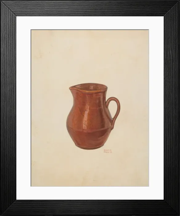 Framed Print : Pottery Pitcher, 1939. Creator: Bisby Finley Framed Print : Pottery Pitcher, 1939. Creator: Bisby Finley