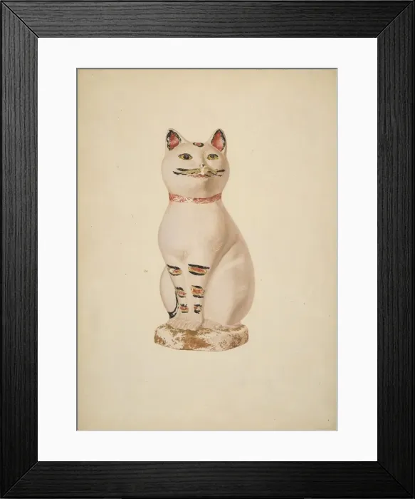 Framed Print : Chalkware Cat, c. 1940. Creator: Betty Fuerst Framed Print : Chalkware Cat, c. 1940. Creator: Betty Fuerst
