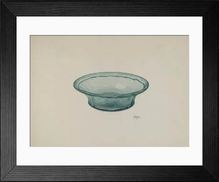 Framed Print : Ribbed Glass Bowl, c. 1940. Creator: Beverly Chichester Framed Print : Ribbed Glass Bowl, c. 1940. Creator: Beverly Chichester