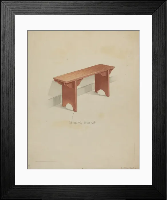 Framed Print : Shaker Short Bench, 1935 / 1942. Creator: Lawrence Foster Framed Print : Shaker Short Bench, 1935 / 1942. Creator: Lawrence Foster