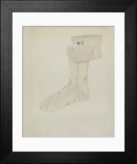 Framed Print : Shaker Womans Stocking, c. 1936. Creator: Betty Fuerst Framed Print : Shaker Womans Stocking, c. 1936. Creator: Betty Fuerst