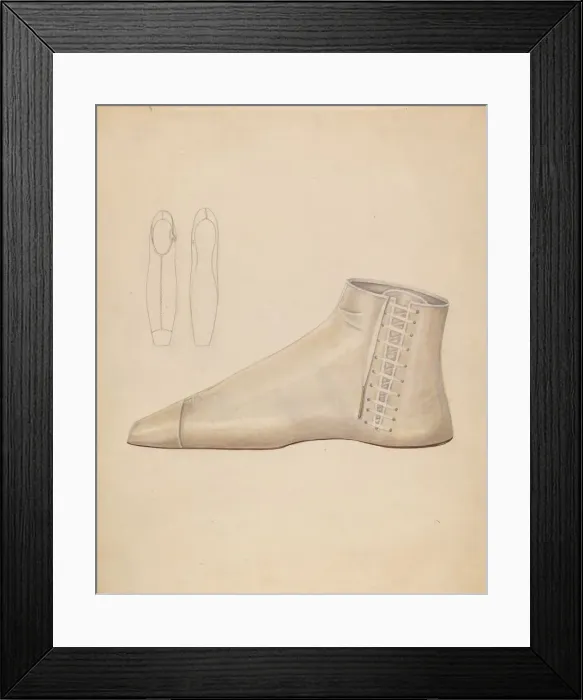 Framed Print : Shoe, c. 1937. Creator: Bessie Forman Framed Print : Shoe, c. 1937. Creator: Bessie Forman