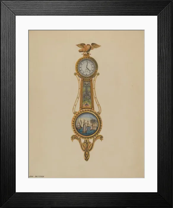 Framed Print : Clock, c. 1938. Creator: John Dieterich Framed Print : Clock, c. 1938. Creator: John Dieterich