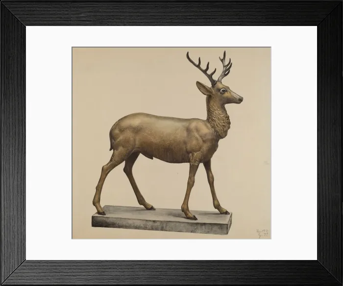 Framed Print : Deer Lawn Figure, c. 1940. Creator: Elisabeth Fulda Framed Print : Deer Lawn Figure, c. 1940. Creator: Elisabeth Fulda