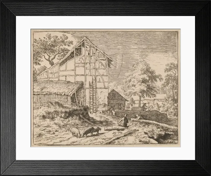 Framed Print : Cottage with Two Ladders, probably c. 1645 / 1656. Creator: Allart van Everdingen Framed Print : Cottage with Two Ladders, probably c. 1645 / 1656. Creator: Allart van Everdingen