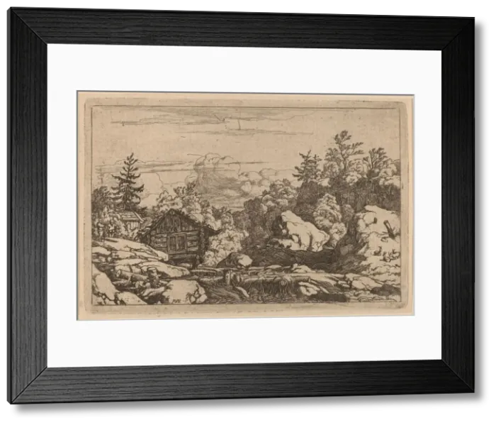 Framed Print : Cottages at the Bank, probably c. 1645 / 1656. Creator: Allart van Everdingen Framed Print : Cottages at the Bank, probably c. 1645 / 1656. Creator: Allart van Everdingen