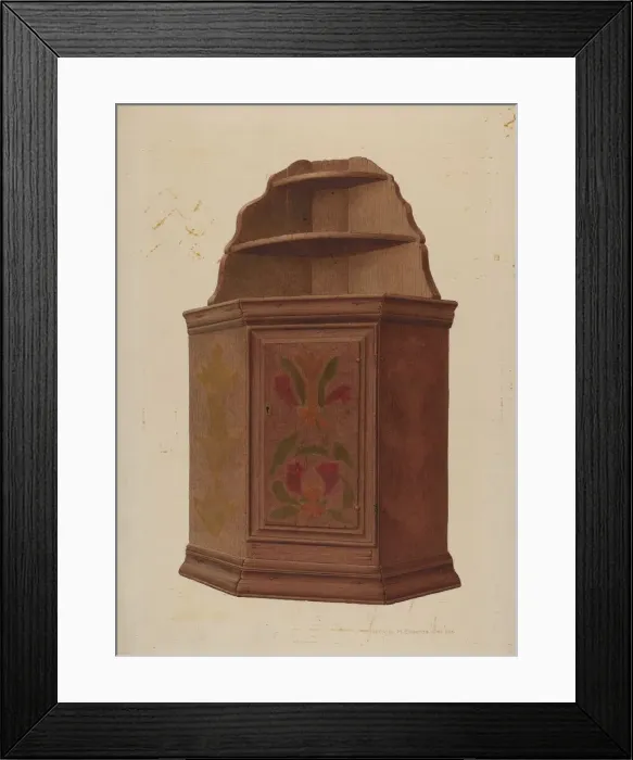 Framed Print : Corner Cupboard, c. 1942. Creator: William H Edwards Framed Print : Corner Cupboard, c. 1942. Creator: William H Edwards
