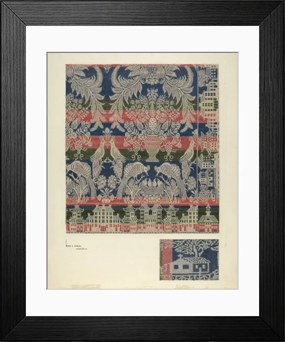 Framed Print : Coverlet, Boston Town, c. 1940. Creator: Byron Dingman Framed Print : Coverlet, Boston Town, c. 1940. Creator: Byron Dingman