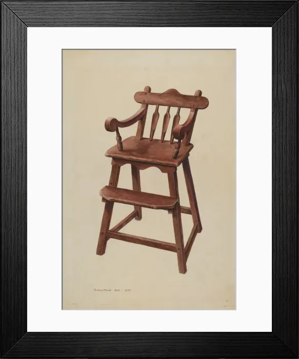 Framed Print : Childs High Chair, c. 1939. Creator: Samuel W. Ford Framed Print : Childs High Chair, c. 1939. Creator: Samuel W. Ford
