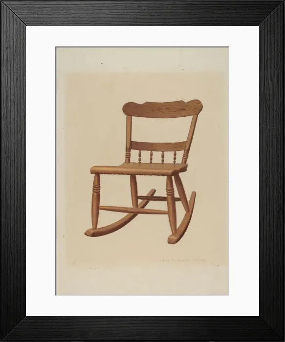 Framed Print : Childs Rocking Chair, c. 1939. Creator: William H Edwards
